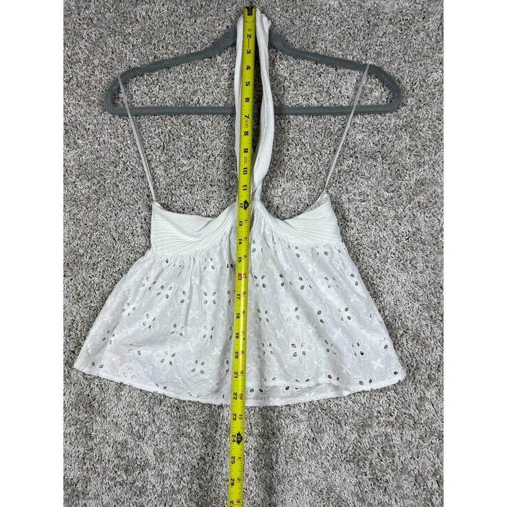 Zara White Eyelet Halter Top Womens Small Cottagecore Coquette - Picture 4 of 8